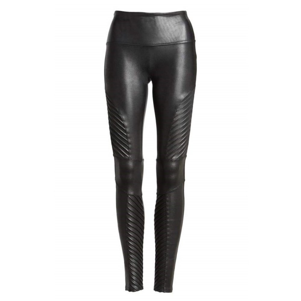 NWOT SPANX Faux Leather Moto Leggings Black 20136R XS